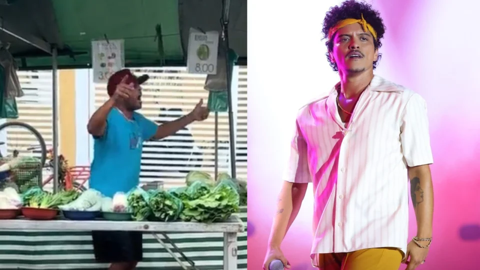 VÍDEO: feirante viraliza ao cantar paródia com sucesso de Bruno Mars
