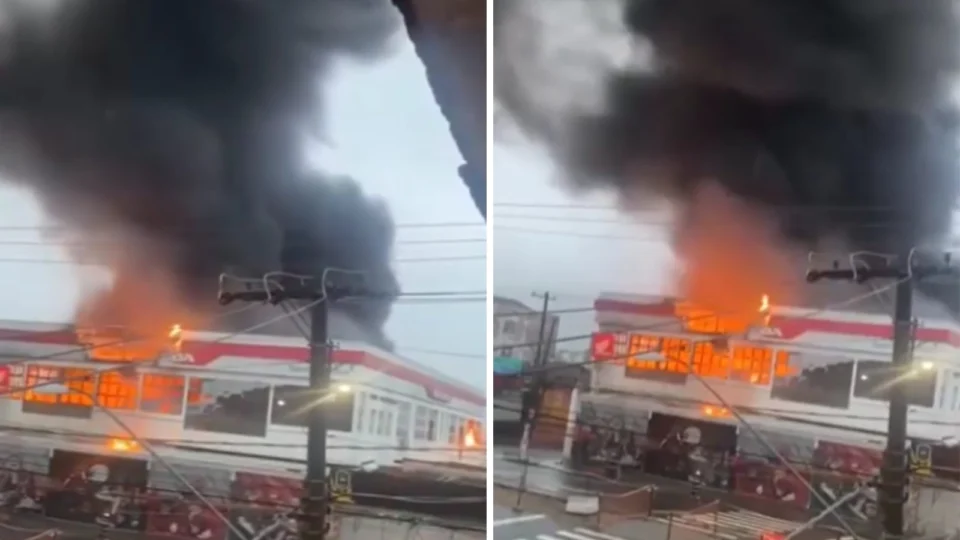 VÍDEO: incêndio atinge concessionária no litoral de São Paulo