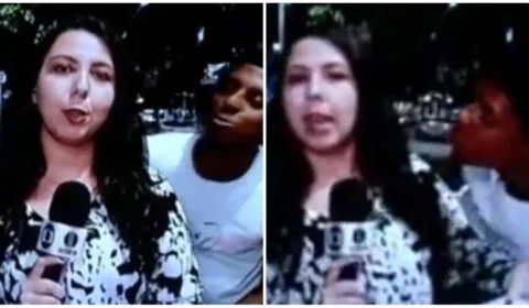 Repórter é assediada durante entrada ao vivo para televisão no interior do RJ