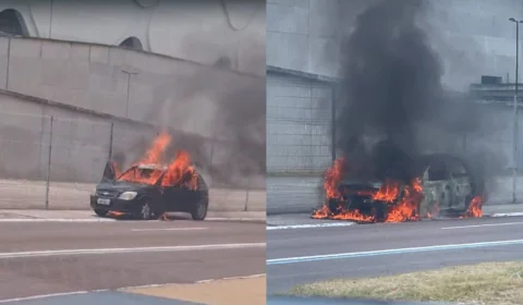 VÍDEO: veículo fica em chamas em frente a Arena da Amazônia em Manaus 