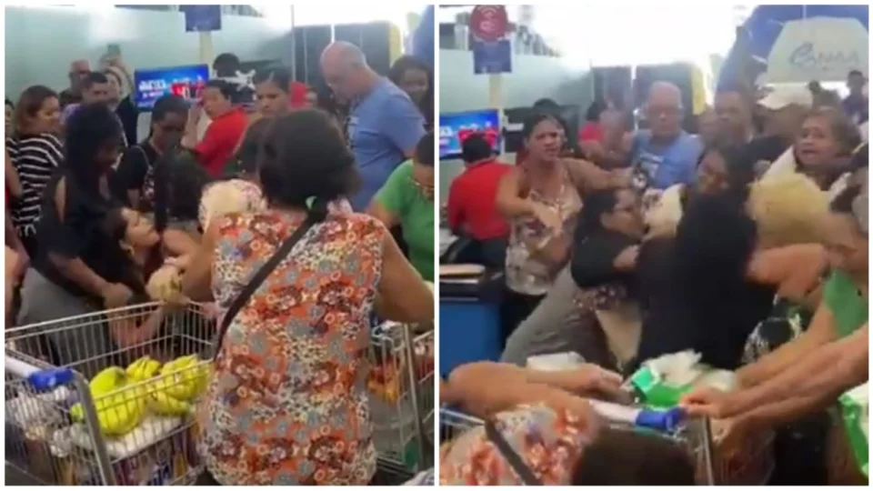 VÍDEO: clientes trocam agressões durante inauguração de supermercado no PE