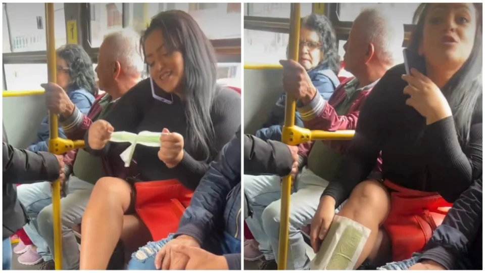 VÍDEO: mulher depila perna dentro de ônibus em Bogotá e viraliza no TikTok