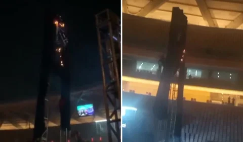 Bombeiro despenca de estrutura ao tentar apagar fogo na ‘Pump Black’ em Manaus