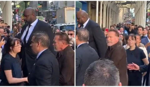 Altura do segurança de Arnold Schwarzenegger surpreende internautas