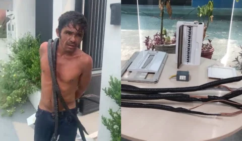 VÍDEO: homem é preso em flagrante furtando fios de cobre em Manaus 