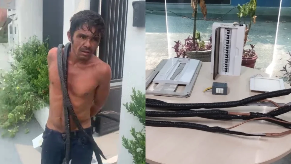VÍDEO: homem é preso em flagrante furtando fios de cobre em Manaus 