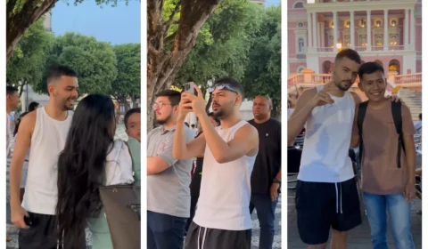 VÍDEO: Pedro Sampaio é flagrado em passeio cultural no Centro de Manaus