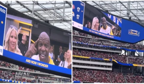 Terry Crews agita estádio com famosa música do filme ‘As Branquelas’