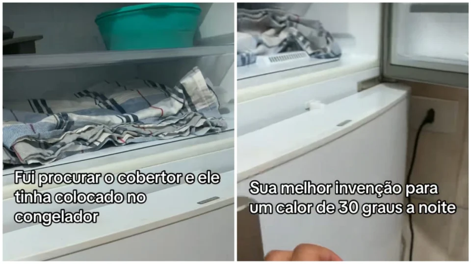 VÍDEO: casal viraliza ao pôr lençol no freezer para driblar onda de calor