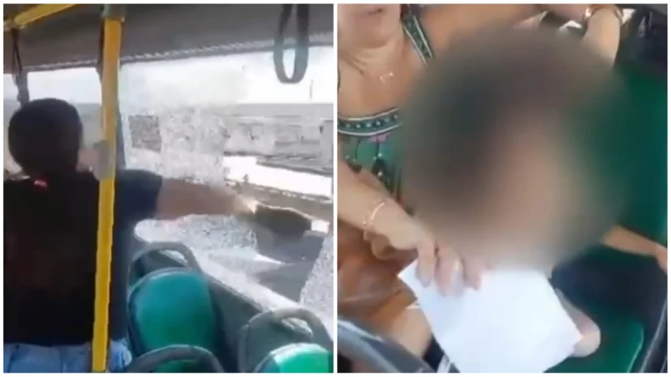VÍDEO: mãe quebra janela de ônibus no RJ após filho passar mal com o calor