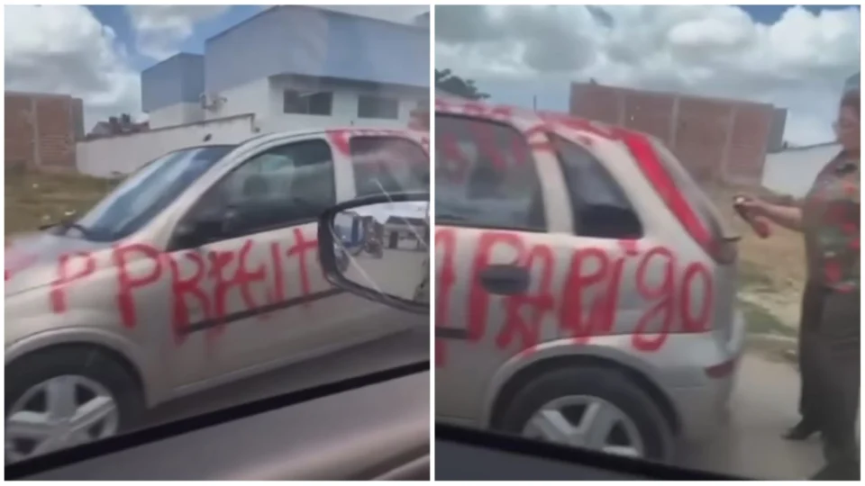 VÍDEO: primeira-dama vandaliza suposto carro de marido no PE: ‘raparigo’