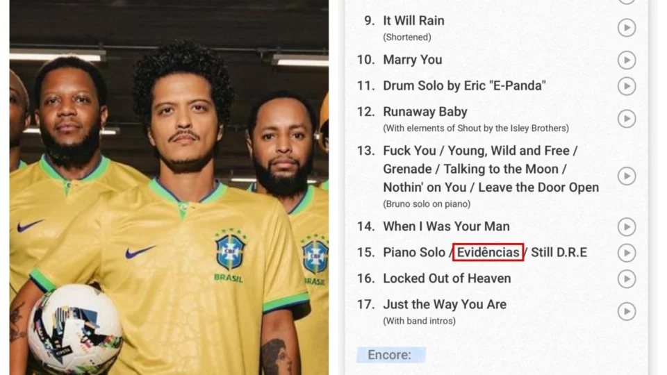 Bruno Mars coloca ‘Evidências’ de Chitãozinho & Xororó na setlist