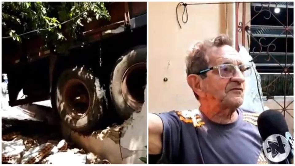 Carreta desgovernada invade casa no bairro Santo Antônio, em Manaus