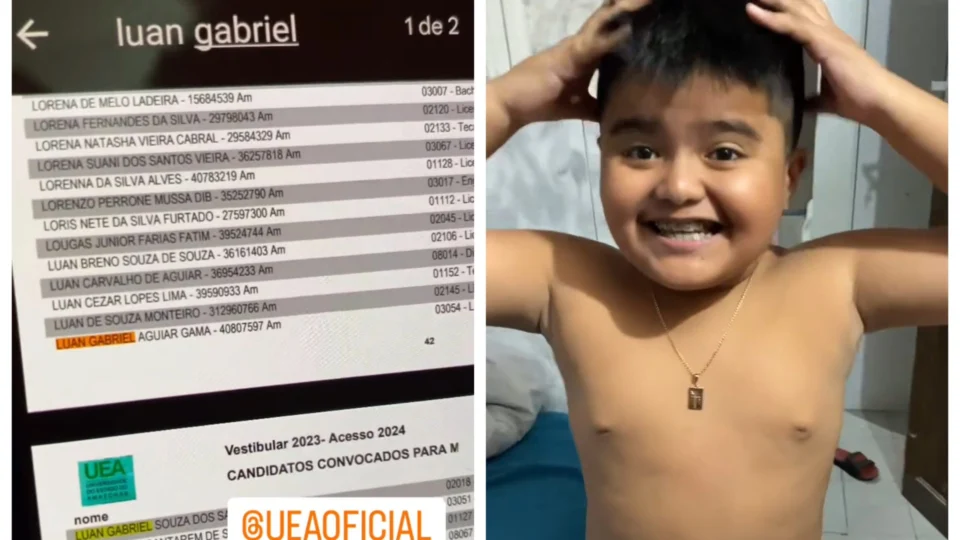VÍDEO: pequeno gênio, Luan Gabriel, de 10 anos, é aprovado no vestibular da UEA