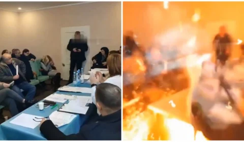 VÍDEO: Deputado explode granada durante reunião em prefeitura na Ucrânia