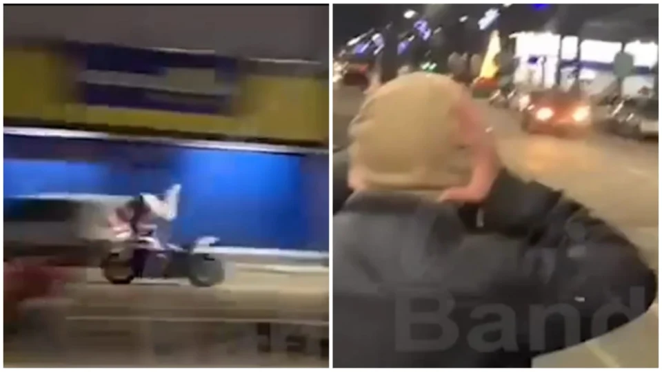 VÍDEO: motociclista ‘capota’ ao tentar fugir da PM, em Pinhais-PR