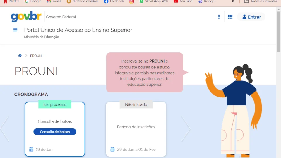 MEC divulga mais de 400 mil bolsas para o Prouni  