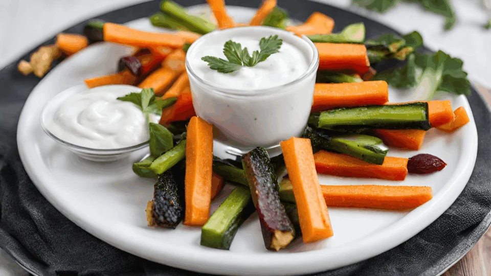 Receita vegana: palitos de vegetais com molho de iogurte