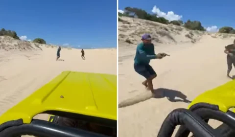 VÍDEO: homens armados surpreendem turistas durante passeio em dunas no CE