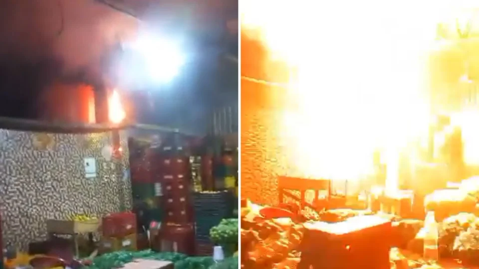 VÍDEO: incêndio atinge boxes na Feira da Manaus Moderna