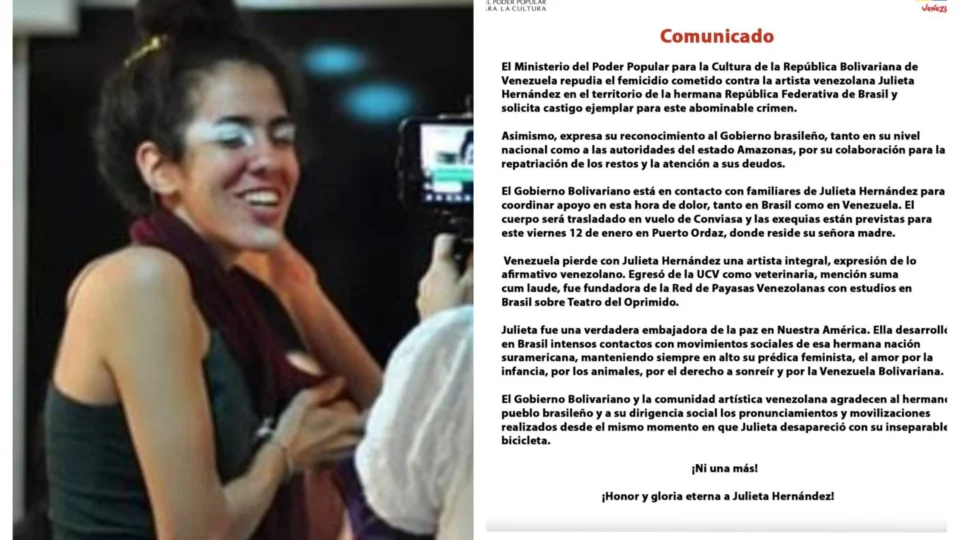 Venezuela pede punição exemplar pela morte da artista no Amazonas