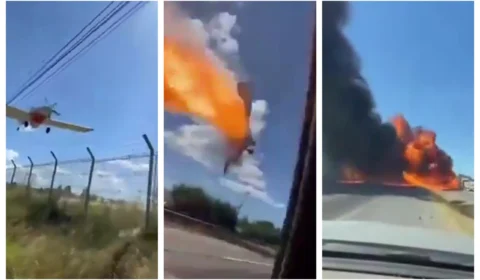 VÍDEO: avião pega fogo após atingir linhas de energia, no Chile