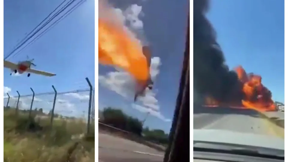 VÍDEO: avião pega fogo após atingir linhas de energia, no Chile