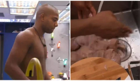 BBB 24: Davi lava frango na pia e web reage: ‘ao molho de ralo’
