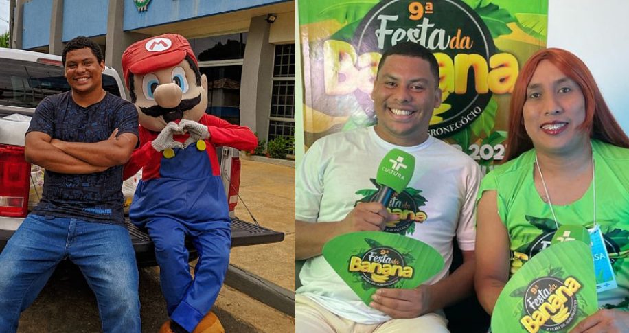 Djota Lasyn e Mário Bros e Estrogenilda Sampaio, personagens interpretado por Mizael Soares Foto: Reprodução