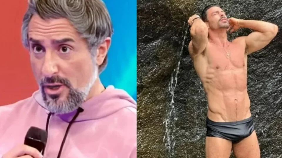 Marcos Mion reage ao volume na sunga de Cauã Reymond no Caldeirão