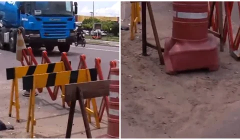 Trecho da av. Torquato Tapajós cede novamente em Manaus; veja