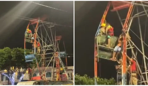VÍDEO: crianças ficam penduradas em roda-gigante após cadeira soltar-se, no PE