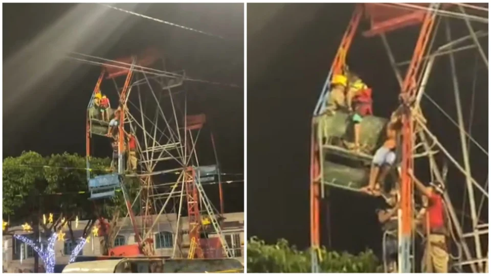 VÍDEO: crianças ficam penduradas em roda-gigante após cadeira soltar-se, no PE