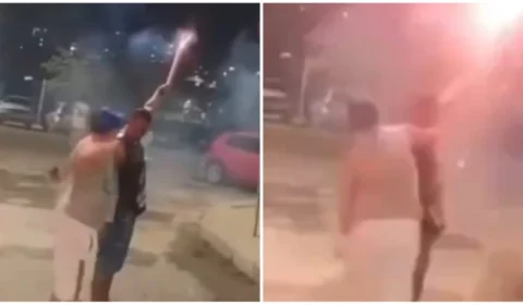 VÍDEO: homem se revolta e dá soco em ‘fogueteiro’ durante a virada do ano