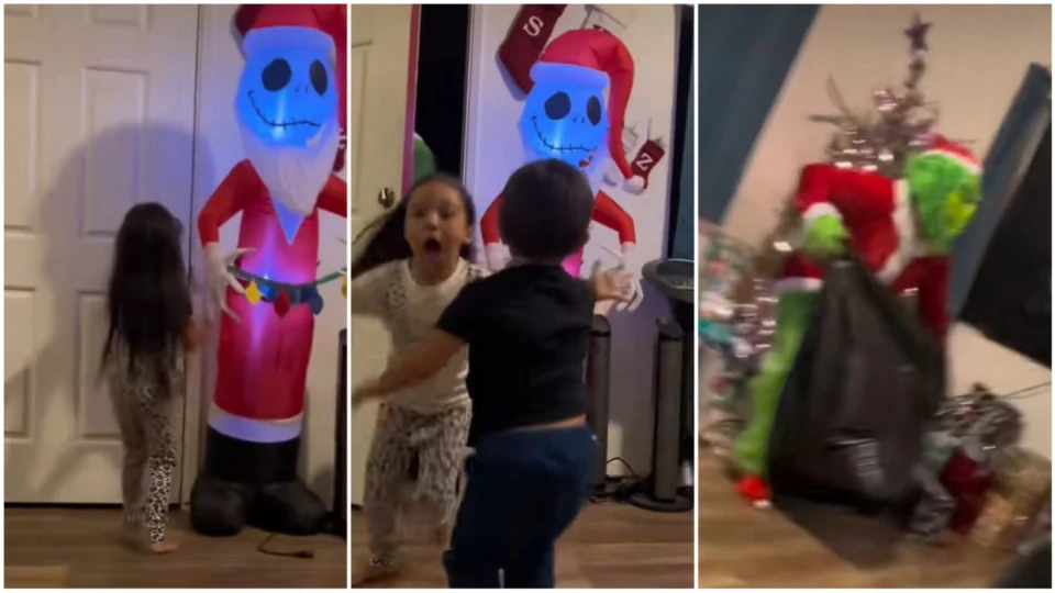 VÍDEO: em pegadinha, Grinch invade Natal e reação de crianças viraliza; veja