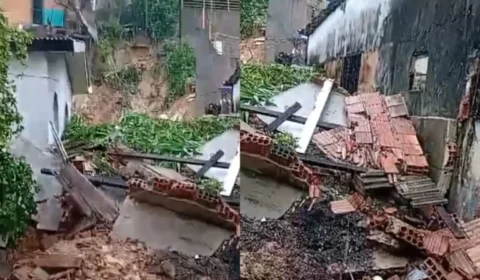 VÍDEO: durante chuva, barranco desaba e destrói casa, em Manaus