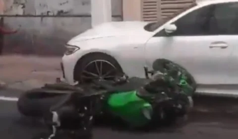 VÍDEO: motociclista fica gravemente ferido após colidir com BMW em Manaus