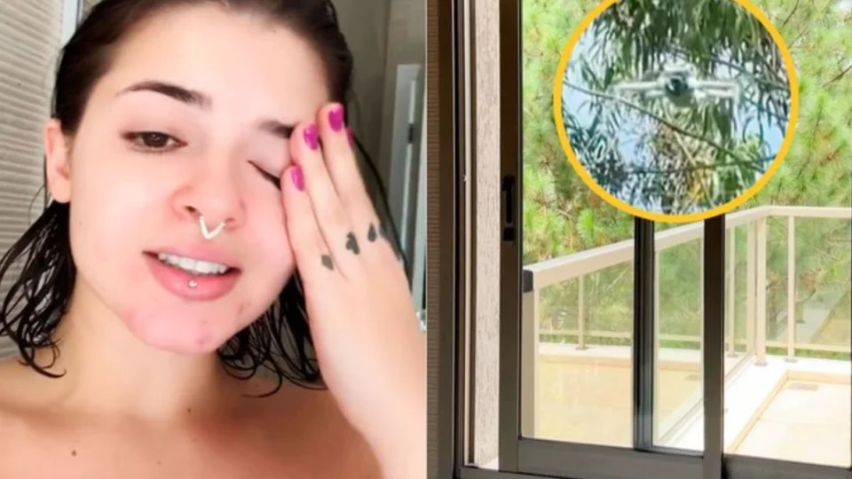 Influencer de conteúdo adulto flagra drone na frente da janela de seu banheiro