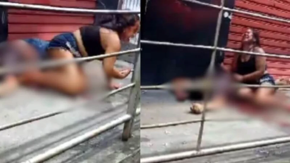 VÍDEO: Mulher se desespera ao ver o marido morto a tiros em Manaus