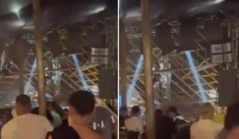 VÍDEO: estrutura de casa de shows desaba em festa e deixa feridos em João Pessoa