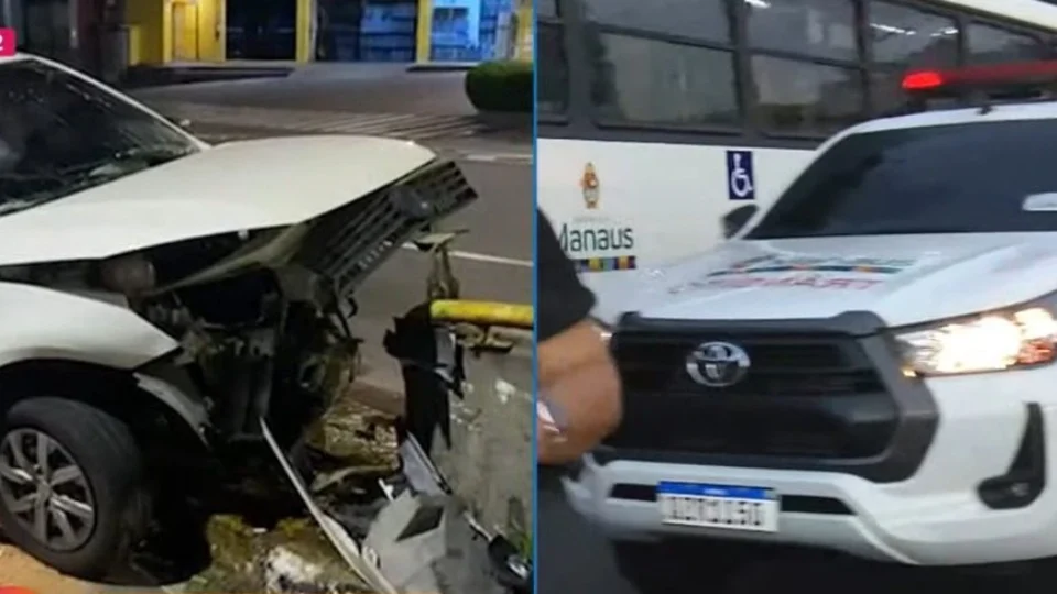 Motorista fica ferido ao colidir contra mureta em avenida de Manaus