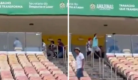 Vídeo flagra pancadaria entre torcedores do Alvorada e Manaus