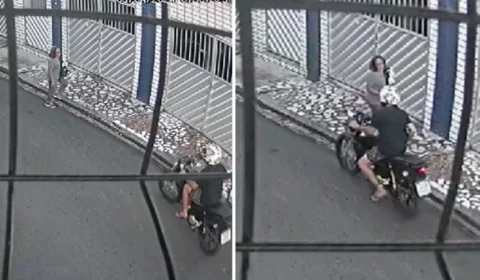 VÍDEO: bandido assusta idosa durante assalto em rua deserta de Manaus