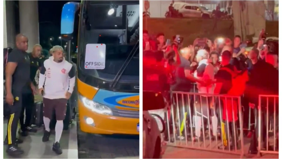 Gabigol é recebido pela torcida do Flamengo em Manaus; veja vídeo