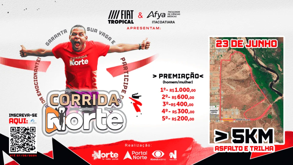 Reta final! Inscrições para a Corrida Norte em Roraima terminam sexta (31)