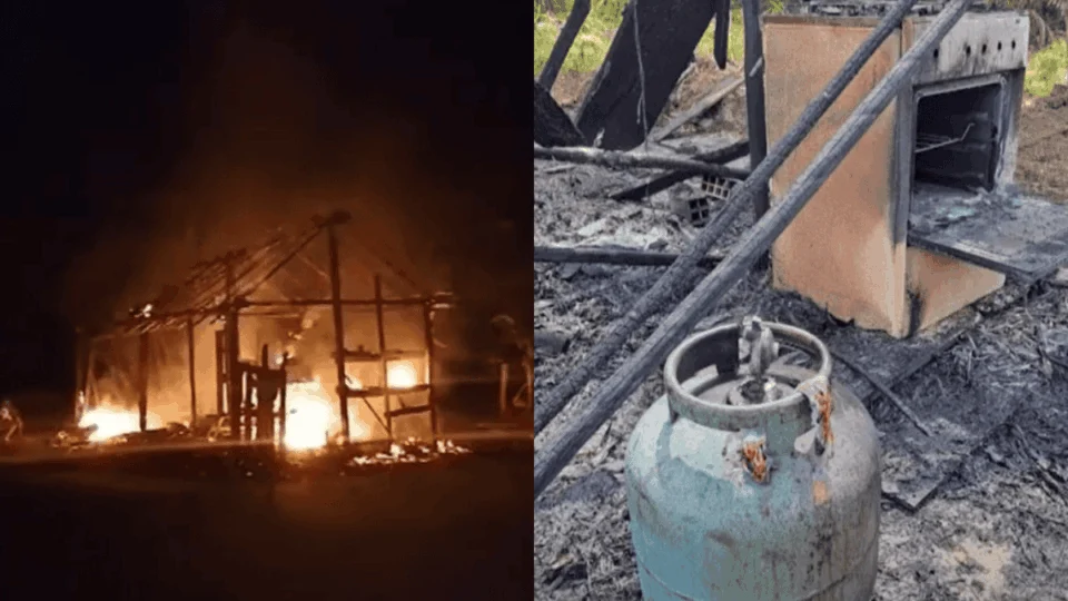 VÍDEO: homem embriagado bota fogo na casa da companheira no AM