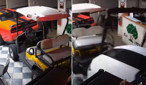 VÍDEO: dupla se atrapalha e bate Camaro durante roubo