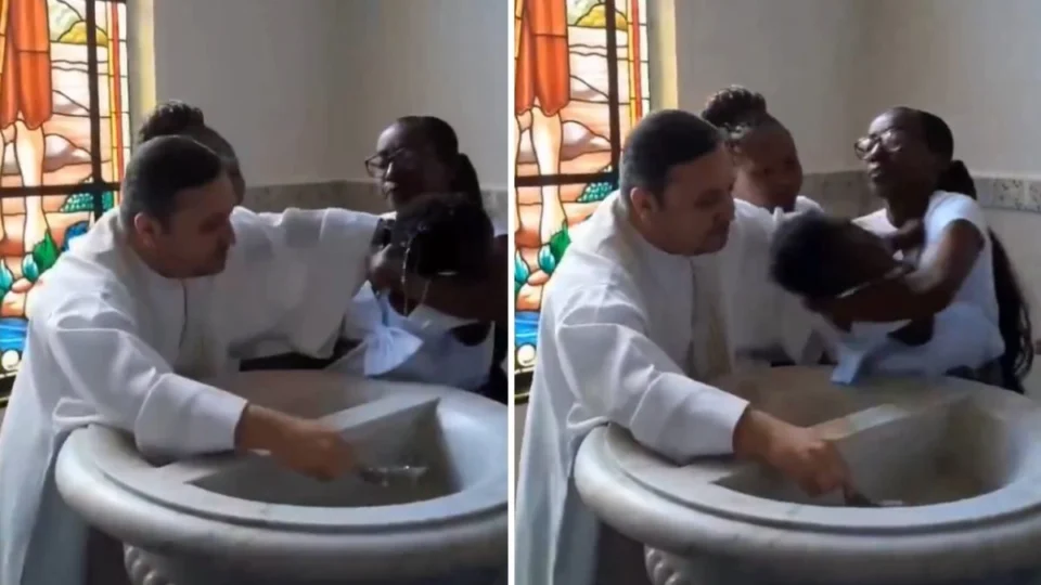 VÍDEO: Padre age de maneira imprópria com criança em batismo