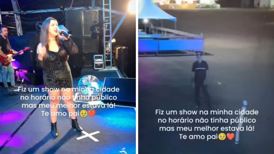 VÍDEO: cantora comove web após show com apenas seu pai na plateia