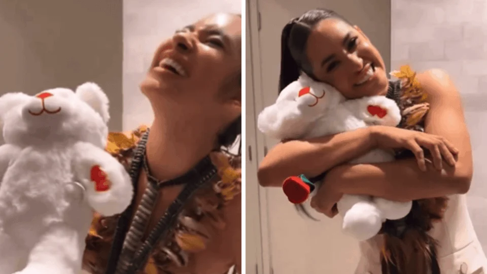 Isabelle ganha ‘ursinho’ com mensagem de voz de Matteus; ouça